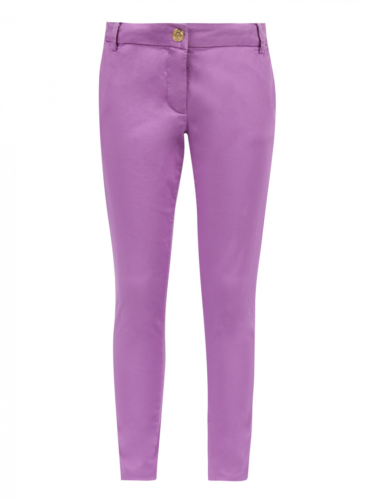 Зауженные брюки из хлопка Moschino  –  Общий вид  – Цвет:  Фиолетовый