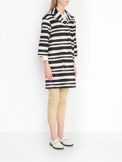 Пальто из хлопка в полоску  Max Mara - МодельВерхНиз