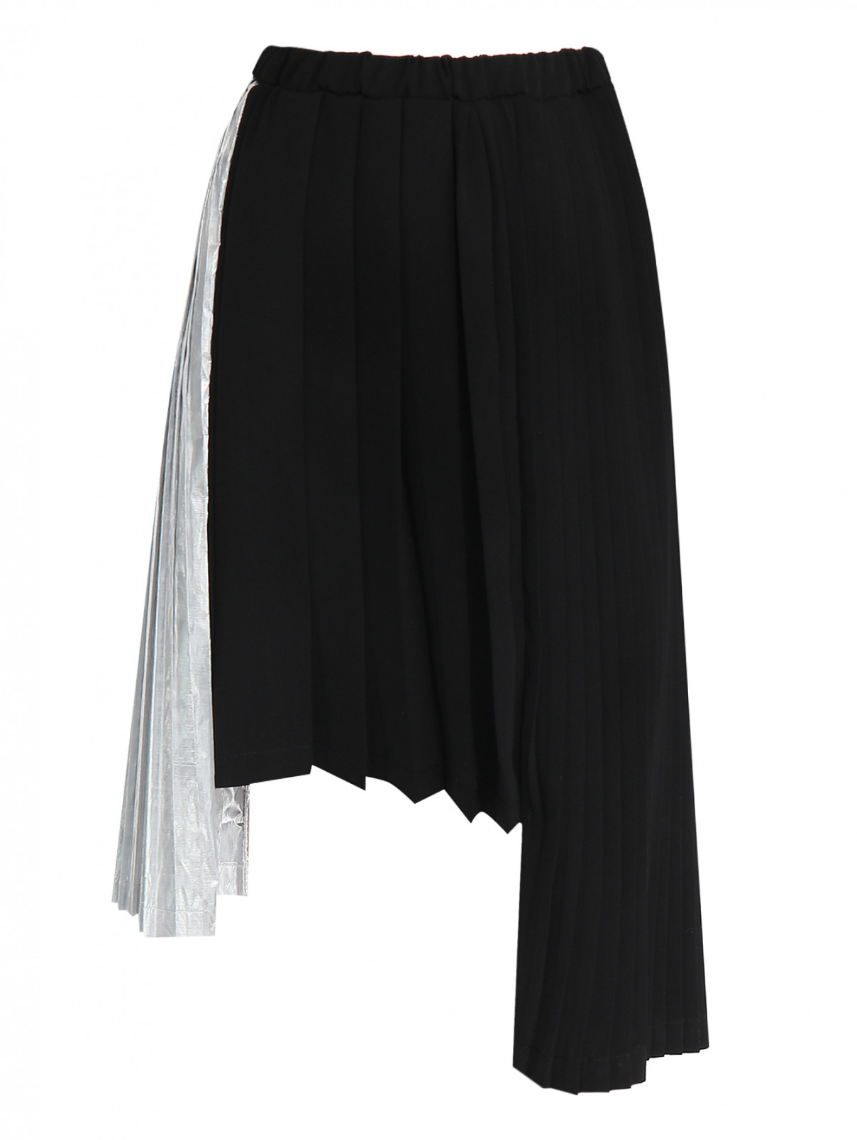 Плиссированная юбка со вставкой N21  –  Общий вид  – Цвет:  Черный