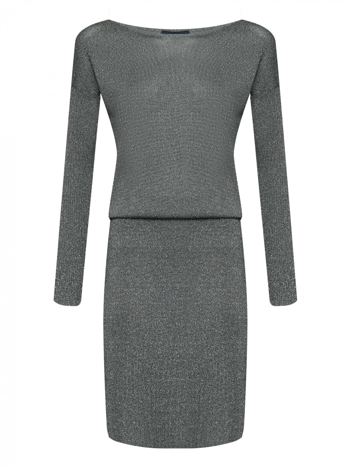 Трикотажное платье с люрексом Luisa Spagnoli  –  Общий вид  – Цвет:  Серый