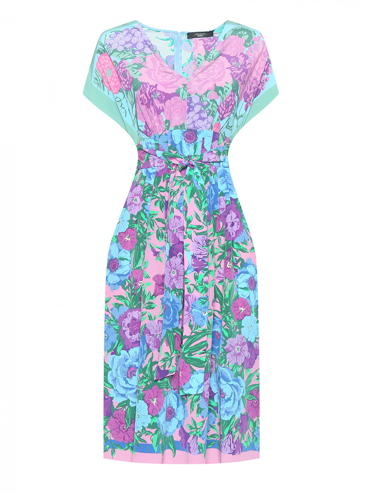 Шелковое платье с цветочным узором Weekend Max Mara  –  Общий вид  – Цвет:  Узор