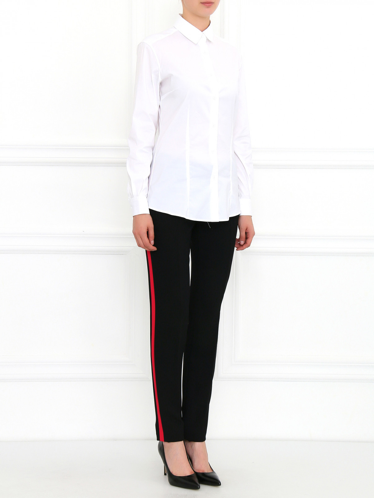 Узкие брюки с контрастными лампасами Barbara Bui  –  Модель Общий вид  – Цвет:  Черный