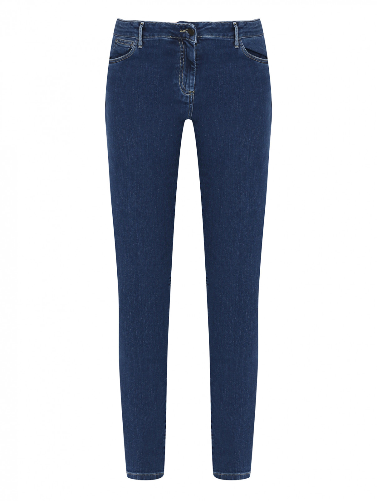 Укороченные джинсы из смешанного хлопка Persona by Marina Rinaldi  –  Общий вид  – Цвет:  Синий