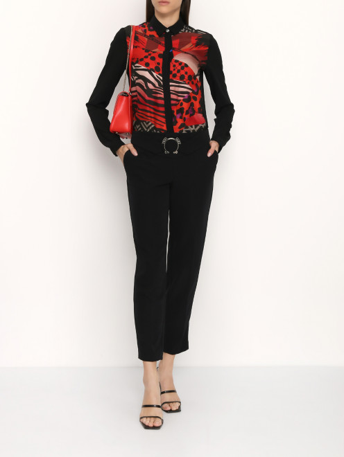 Блуза из шелка с узором Versace Jeans - МодельОбщийВид
