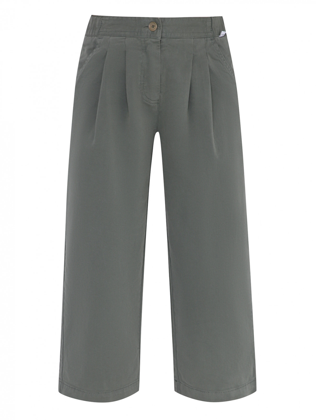 Укороченные брюки с защипами Il Gufo  –  Общий вид  – Цвет:  Зеленый