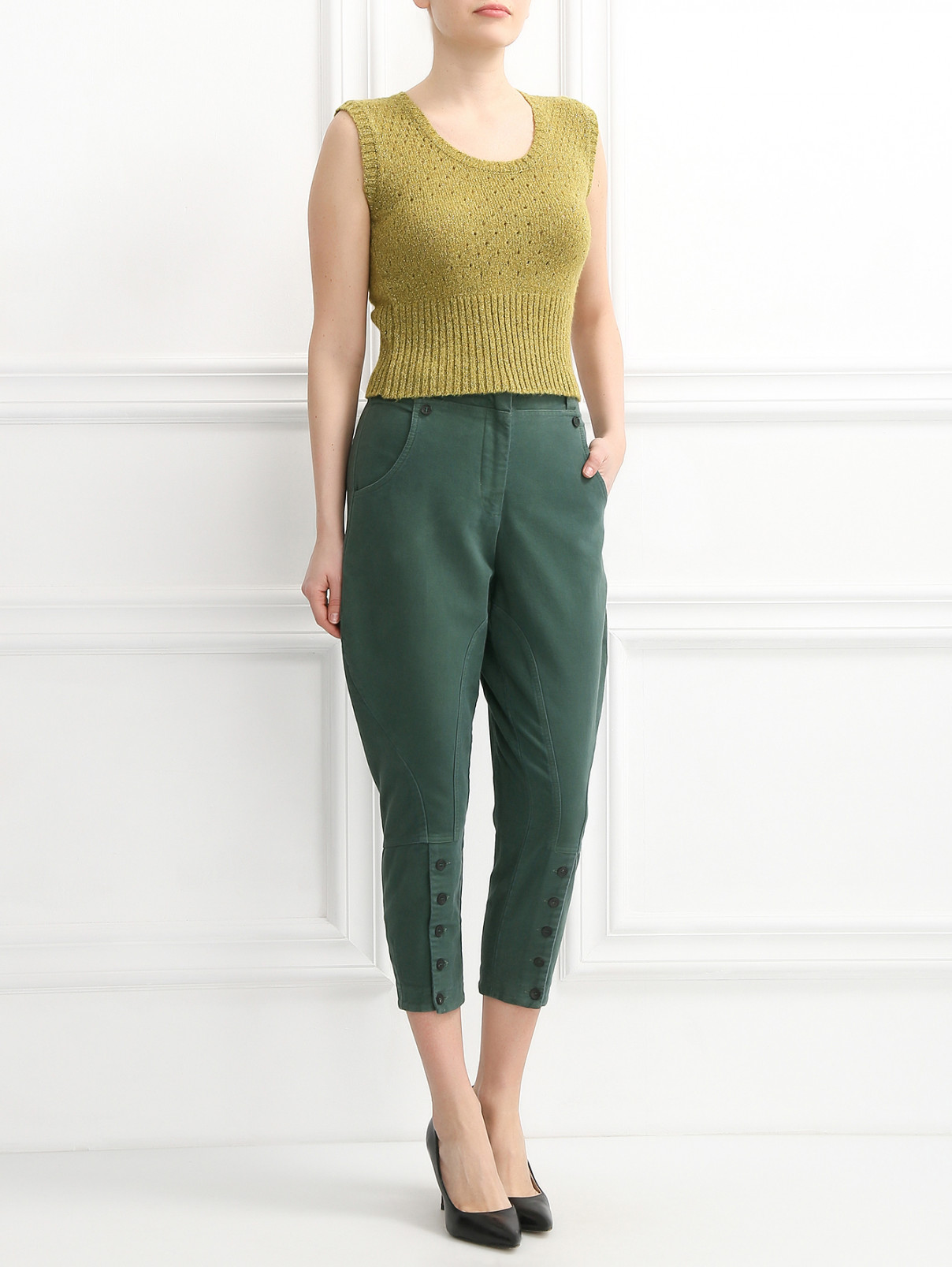 Укороченные брюки из хлопка Antonio Marras  –  Модель Общий вид  – Цвет:  Зеленый