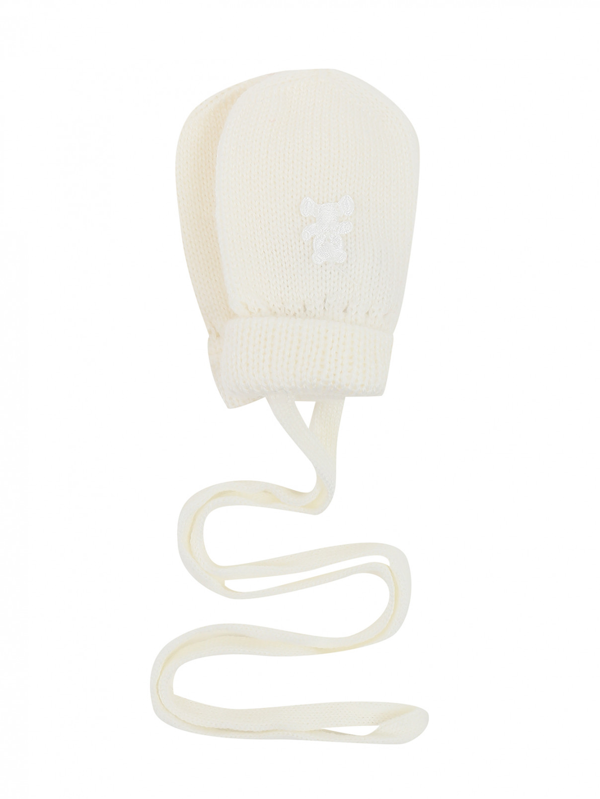 Варежки с аппликацией из шерсти на ленте IL Trenino  –  Общий вид  – Цвет:  Белый