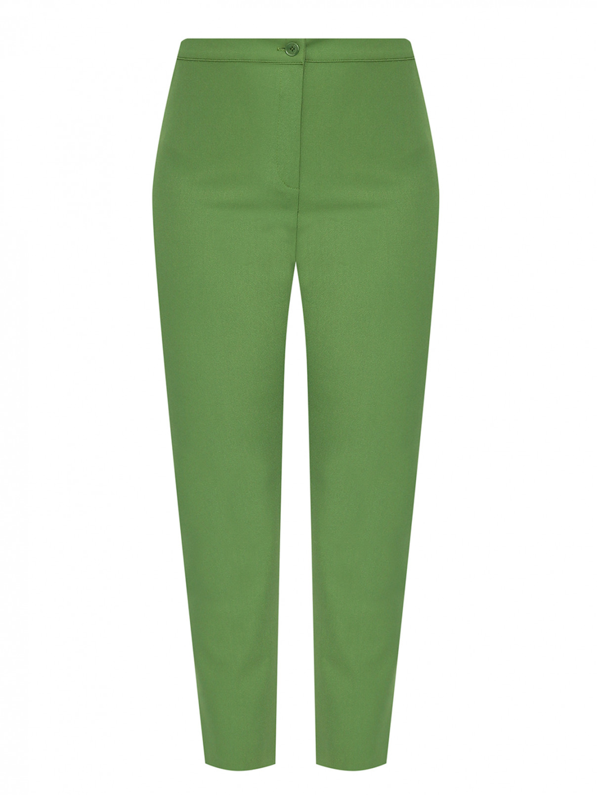 Трикотажные брюки прямого кроя Marina Rinaldi  –  Общий вид  – Цвет:  Зеленый