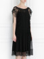 Платье-миди из шелка, декорированное кружевом Alberta Ferretti  –  Модель Верх-Низ