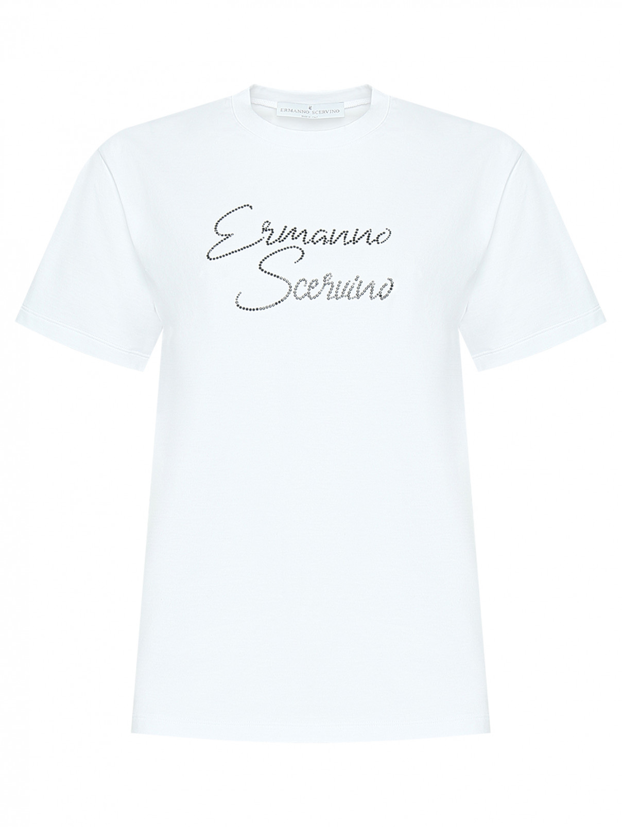 Футболка из хлопка с логотипом Ermanno Scervino  –  Общий вид  – Цвет:  Белый