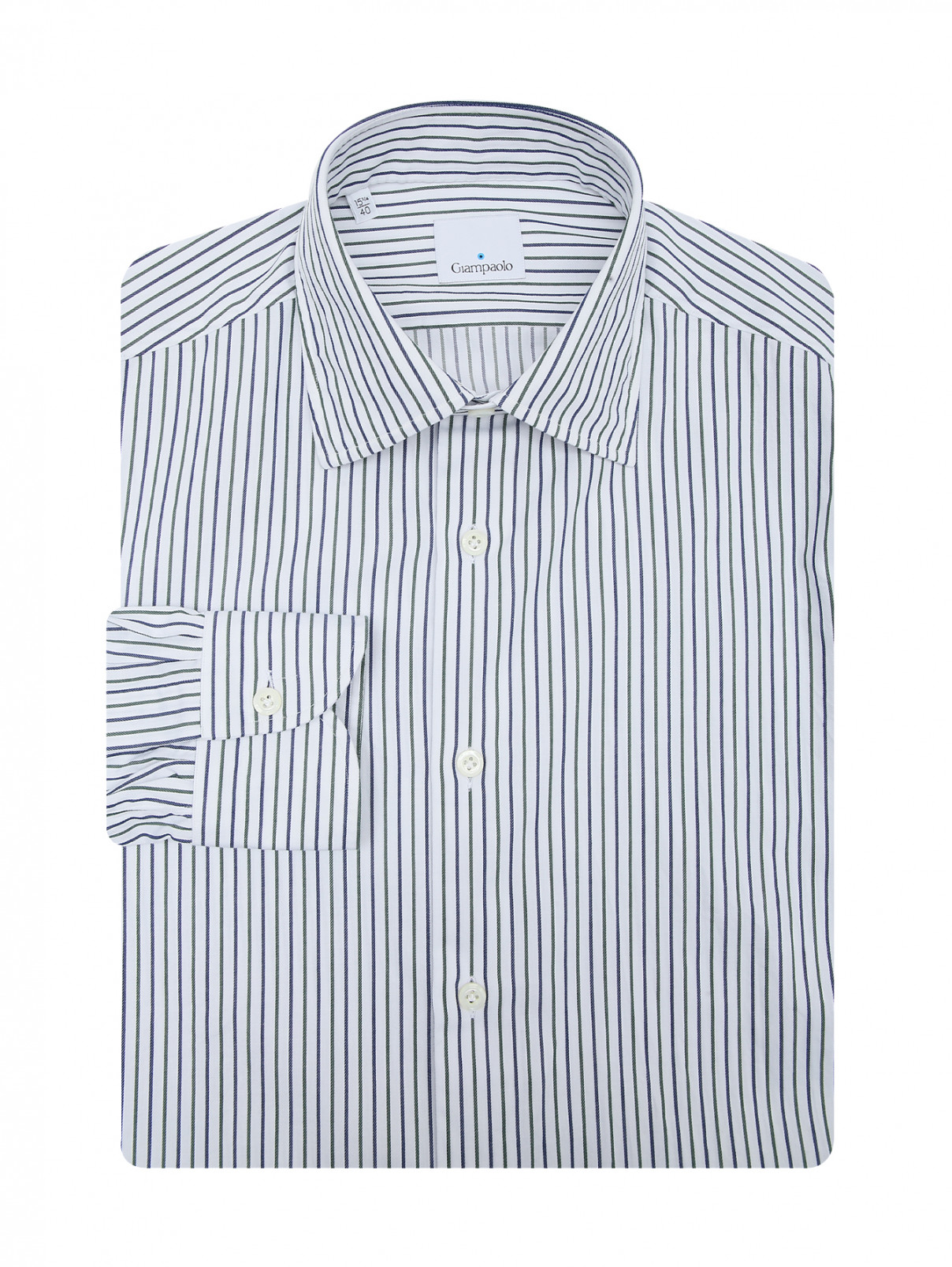 Рубашка из хлопка с узором полоска Giampaolo  –  Общий вид  – Цвет:  Узор