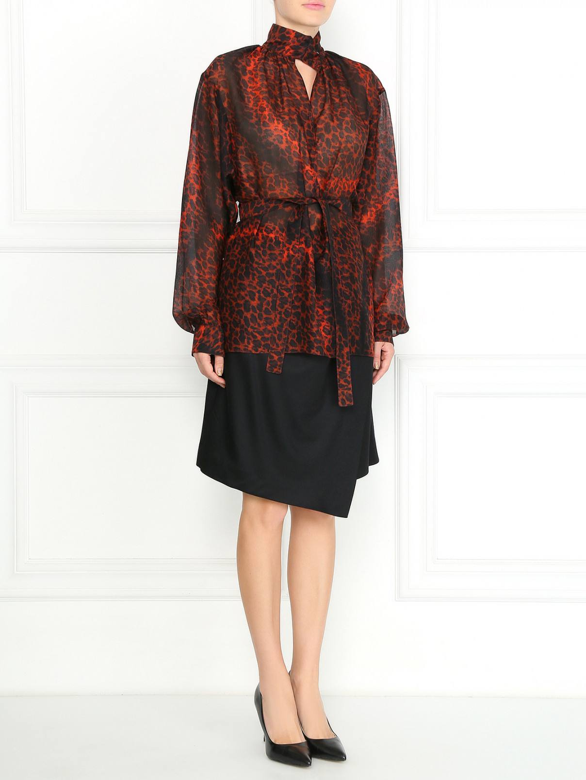 Блуза из шелка с узором Jean Paul Gaultier  –  Модель Общий вид  – Цвет:  Узор