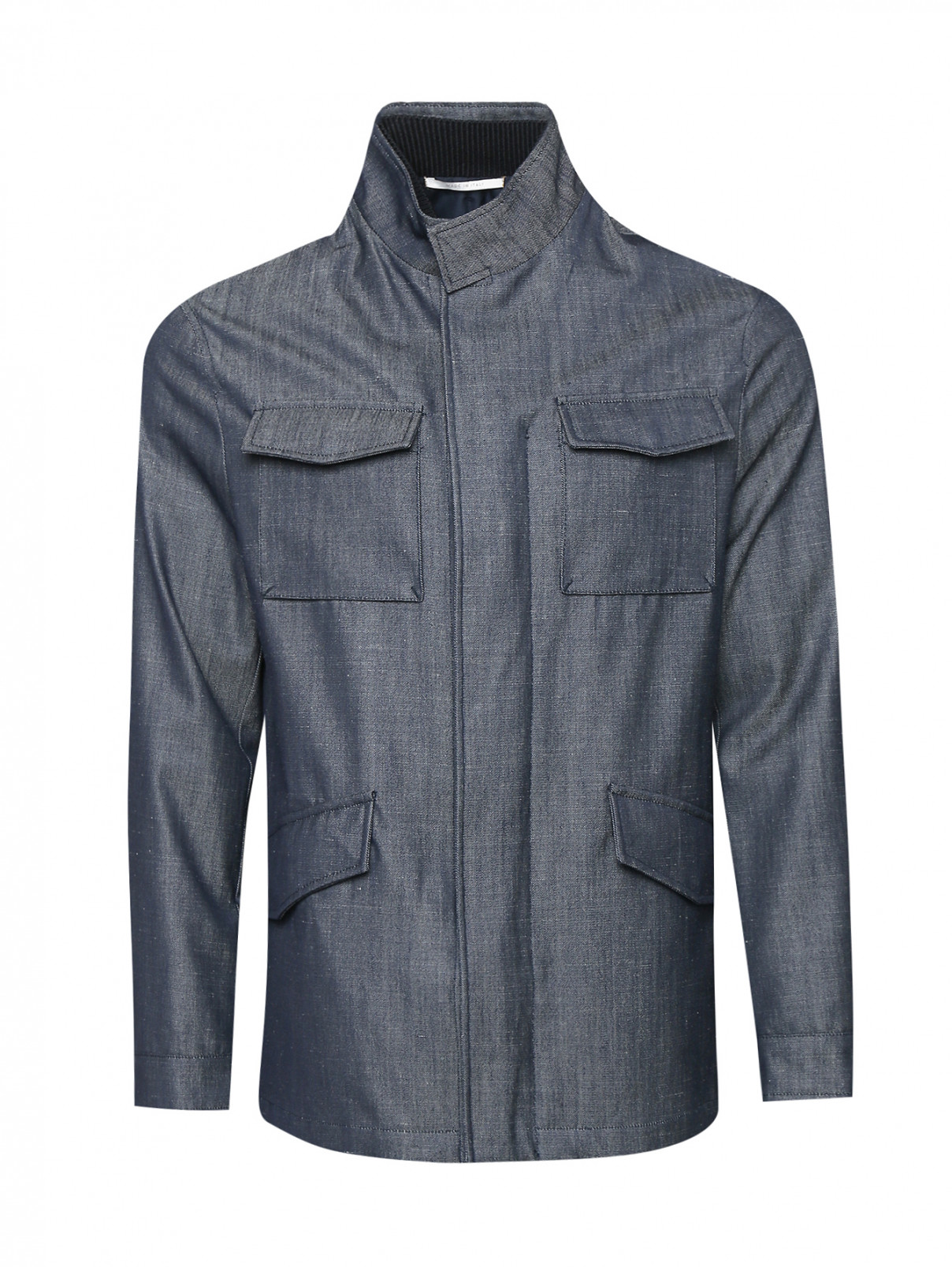 Куртка на молнии с накладными карманами Pal Zileri  –  Общий вид  – Цвет:  Синий