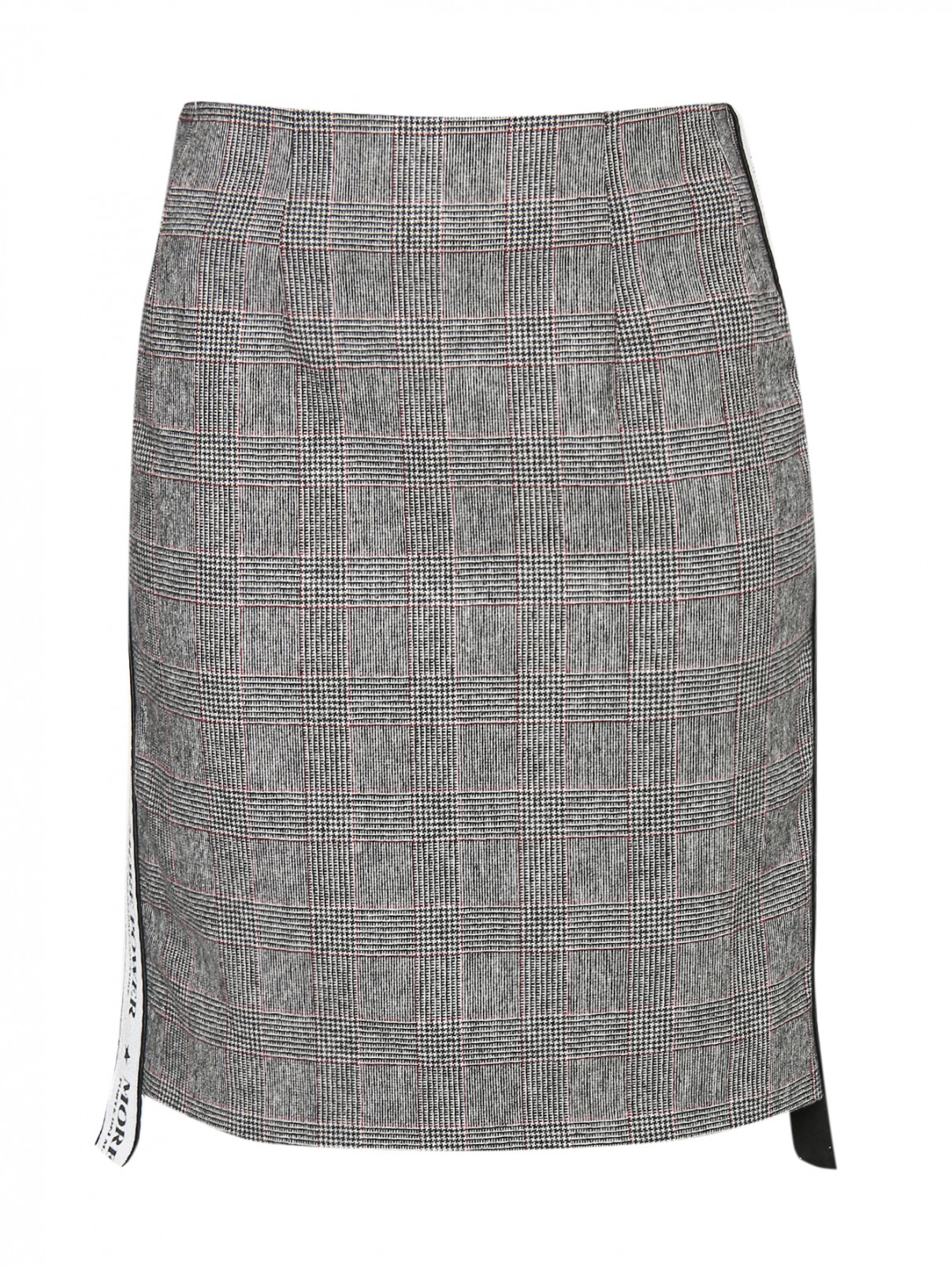 Юбка-мини из смешанной шерсти с узором и контрастной отделкой Forte Dei Marmi Couture  –  Общий вид  – Цвет:  Серый