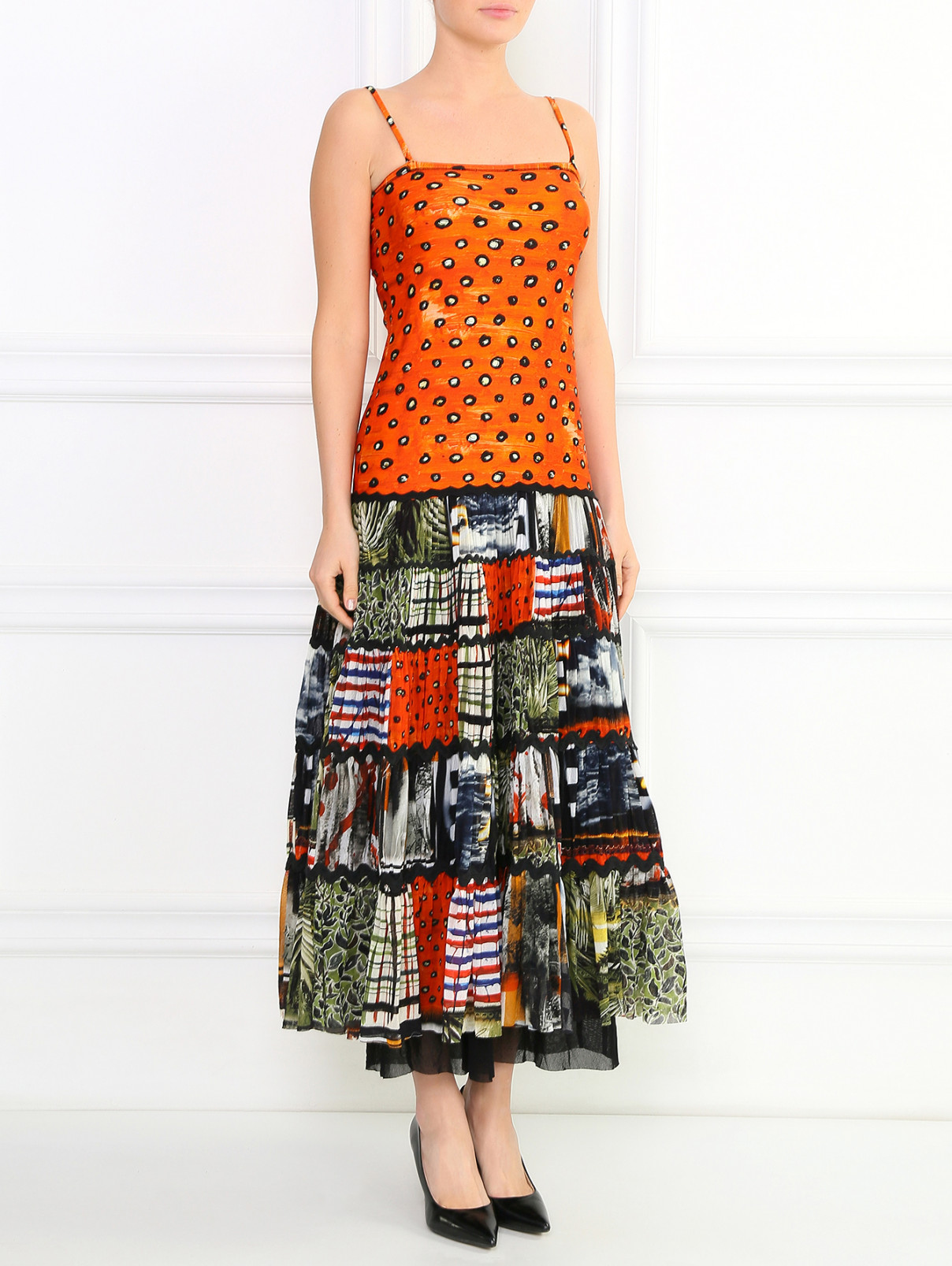 Платье-миди с расклешенной юбкой Jean Paul Gaultier  –  Модель Общий вид  – Цвет:  Узор