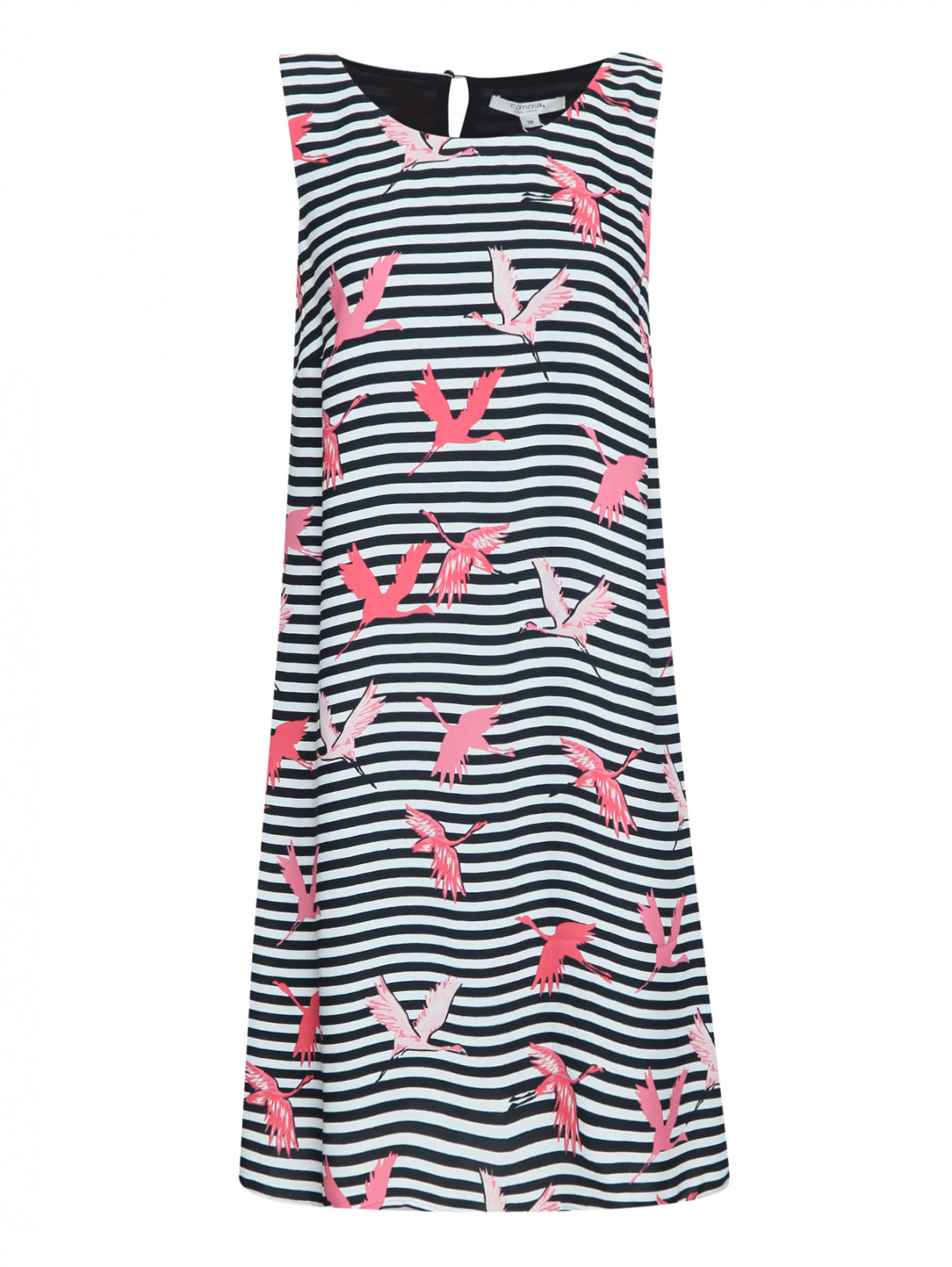 Платье свободного кроя с узором полоска Comma  –  Общий вид  – Цвет:  Мультиколор