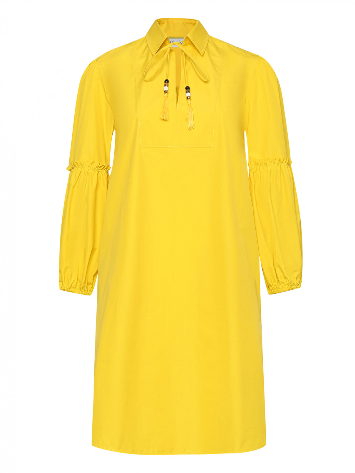 Платье из хлопка с рукавами фонариками Max Mara  –  Общий вид  – Цвет:  Желтый