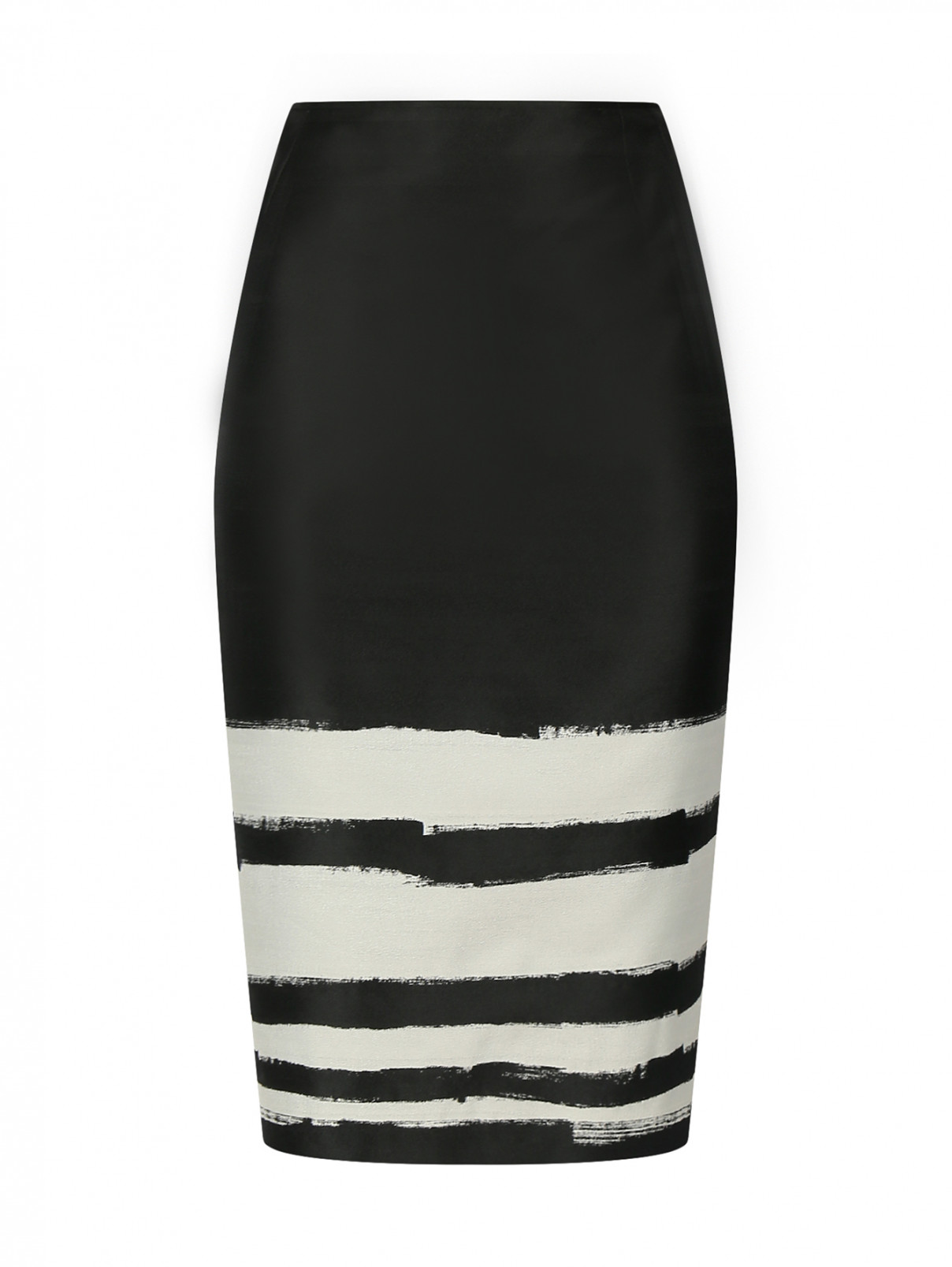 Юбка из фактурной ткани прямого кроя Marina Rinaldi  –  Общий вид  – Цвет:  Черный
