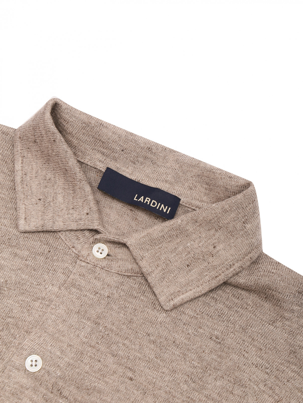 Трикотажная рубашка из льна и хлопка LARDINI  –  Деталь  – Цвет:  Бежевый