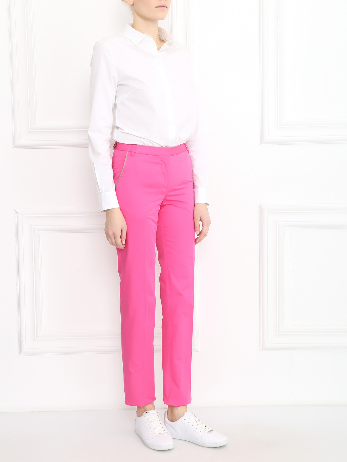 Прямые брюки из хлопка Paul Smith  –  Модель Общий вид  – Цвет:  Розовый