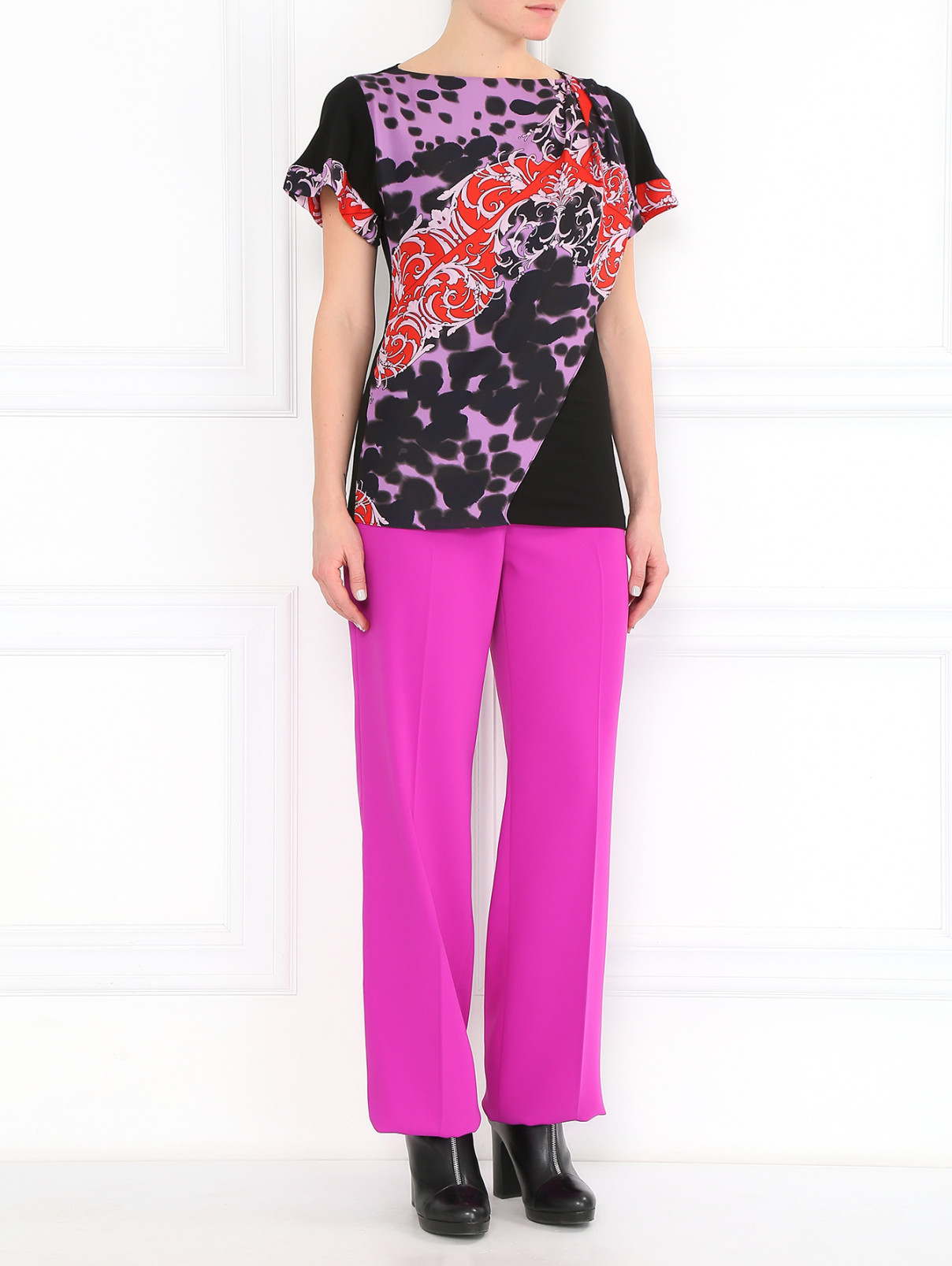 Свободные брюки прямого фасона Versace Collection  –  Модель Общий вид  – Цвет:  Фиолетовый