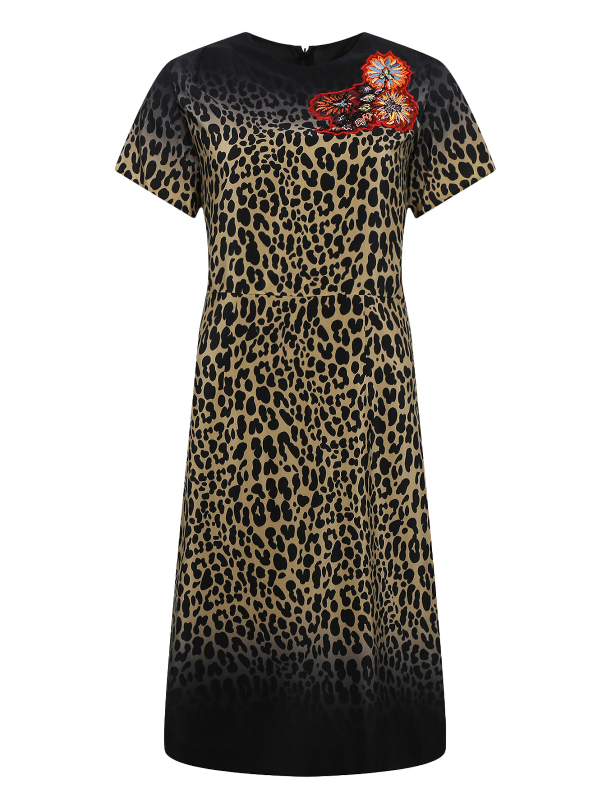 Платье из шелка с узором и аппликацией Etro  –  Общий вид  – Цвет:  Узор