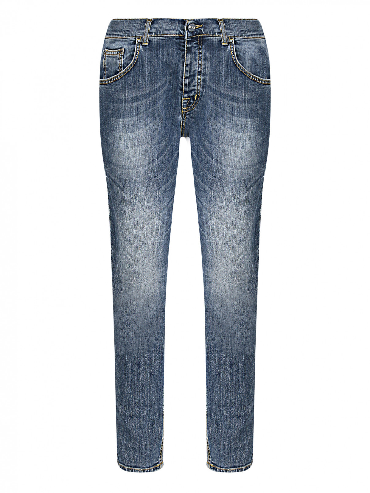 Укороченные джинсы с потертостями Ice Play  –  Общий вид  – Цвет:  Синий