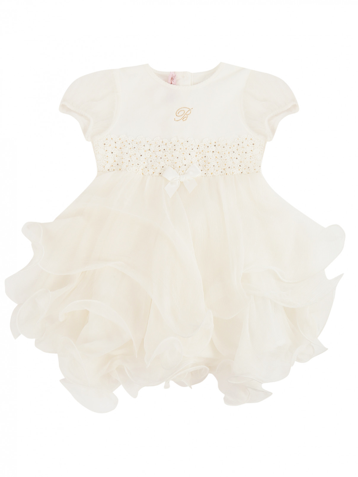 Платье из хлопка и шелка на завышенной талии Blugirl Blumarine  –  Общий вид  – Цвет:  Белый