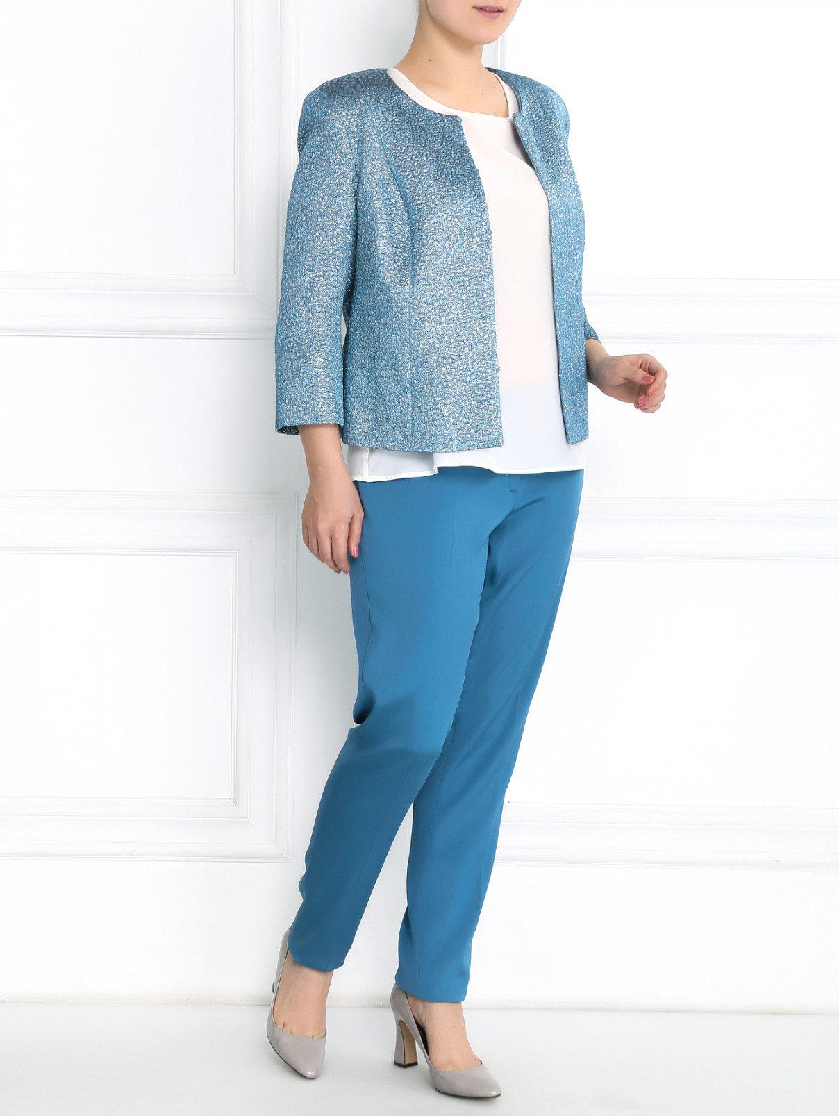Узкие легкие брюки Marina Rinaldi  –  Модель Общий вид  – Цвет:  Синий