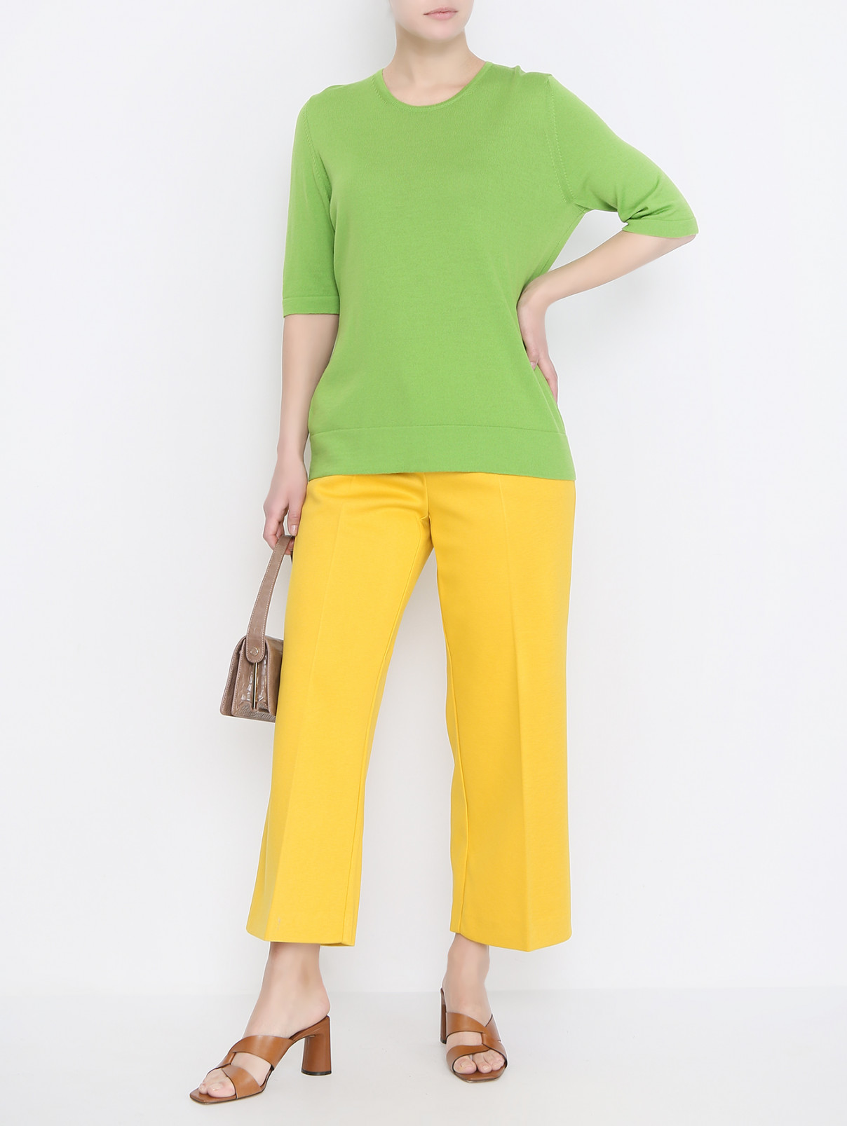 Трикотажные брюки с карманами Marina Rinaldi  –  МодельОбщийВид  – Цвет:  Желтый