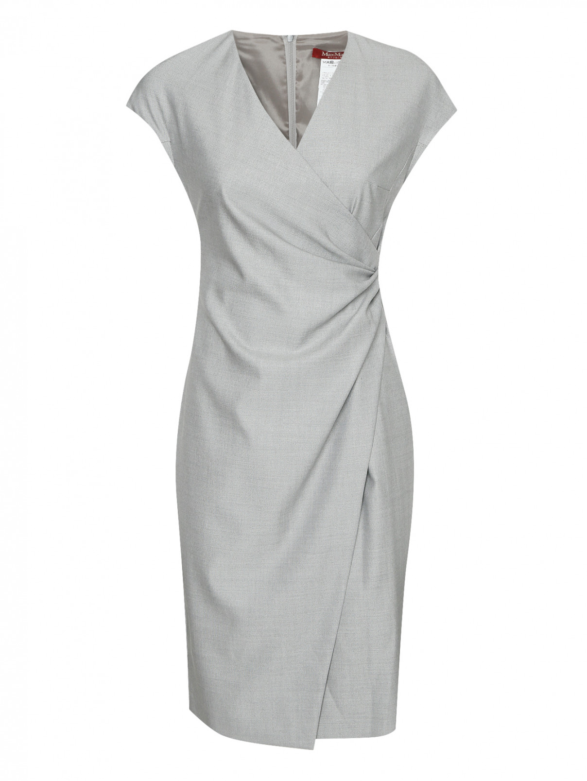 Платье из шерсти и шелка с драпировкой Max Mara  –  Общий вид  – Цвет:  Серый