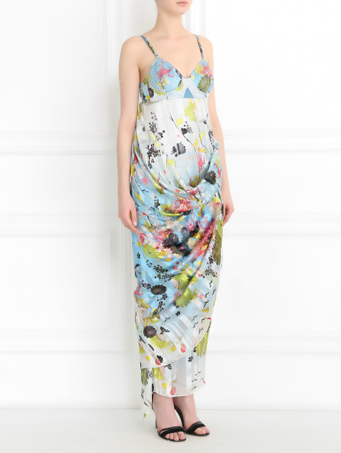 Платье из шелка с узором Jean Paul Gaultier - Модель Общий вид