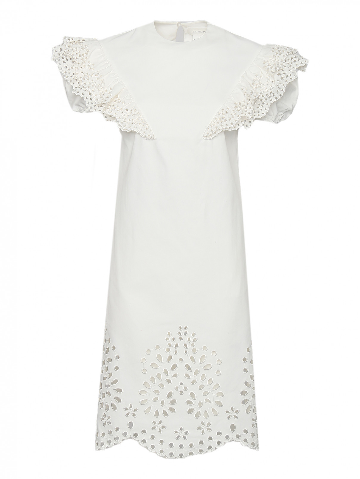 Платье из хлопка с вышивкой Sportmax  –  Общий вид  – Цвет:  Белый