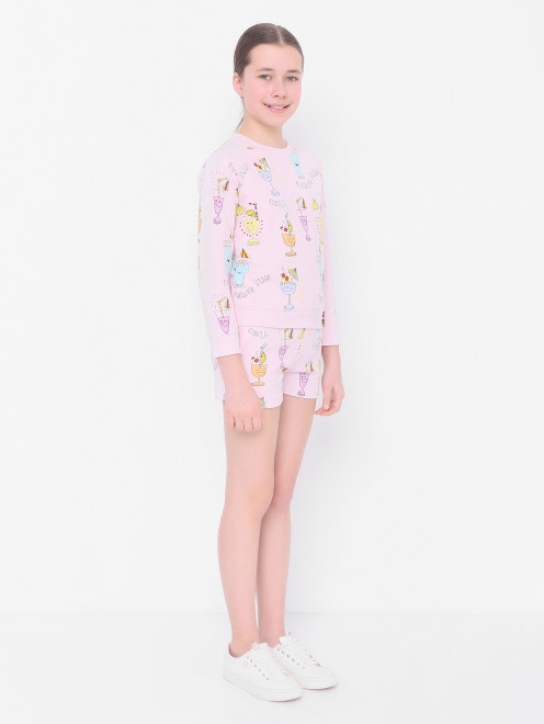 Свитшот и шорты из хлопка с узором Stella McCartney kids - МодельВерхНиз