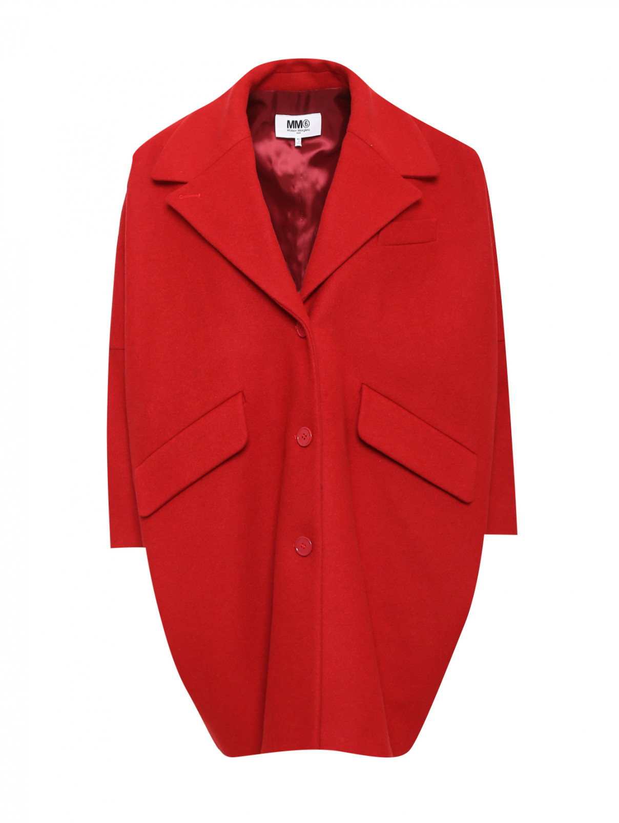 Пальто из шерсти свободного силуэта MM6  –  Общий вид  – Цвет:  Красный