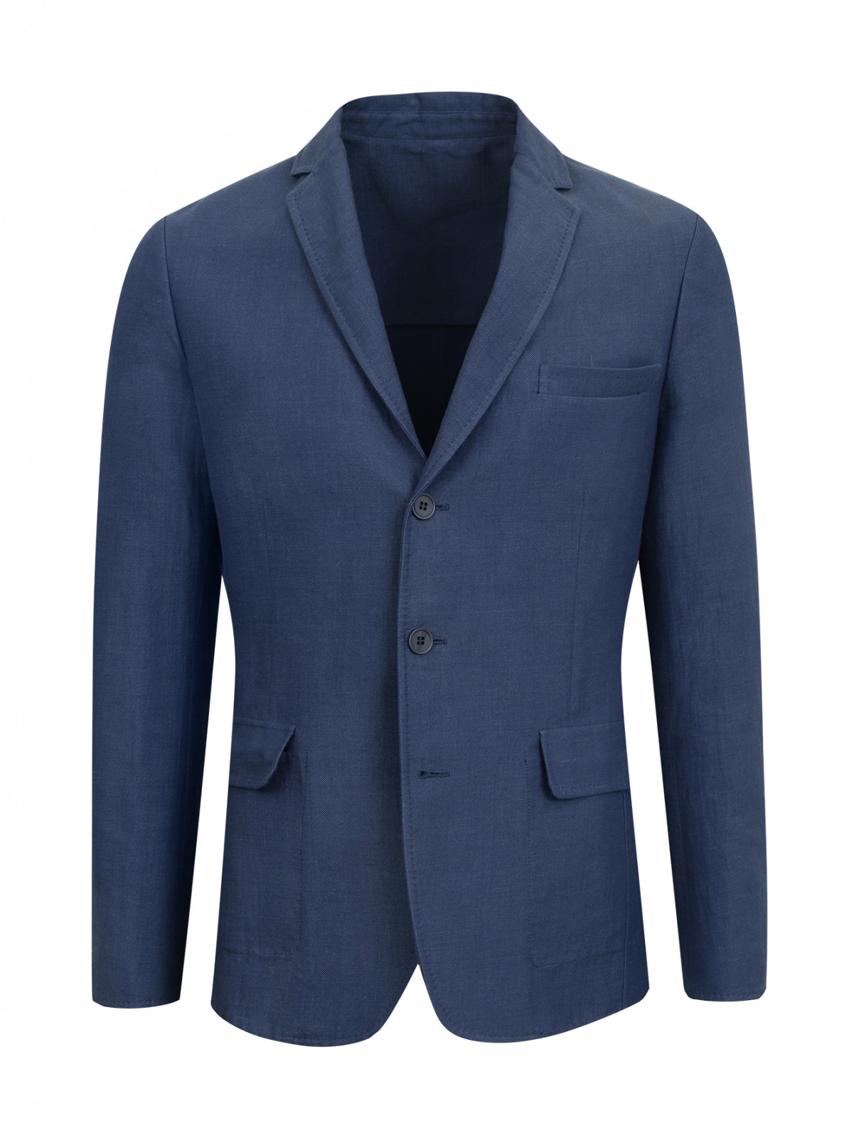 Пиджак из хлопка и льна Ermanno Scervino  –  Общий вид  – Цвет:  Синий