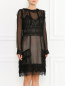 Платье-миди из шелка с декоративной отделкой из кружева Alberta Ferretti  –  Модель Верх-Низ