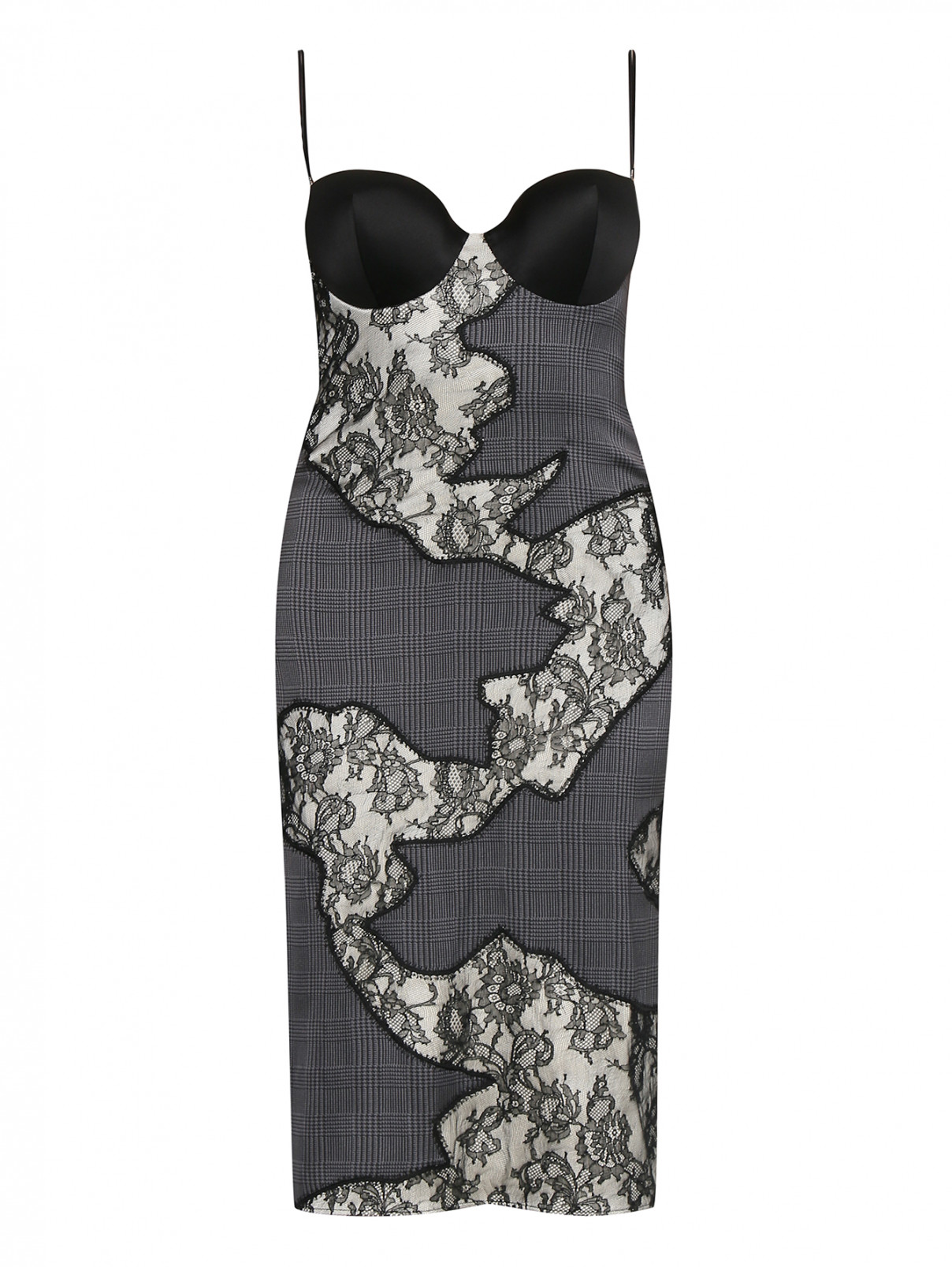 Платье из шелка с кружевными вставками La Perla  –  Общий вид  – Цвет:  Серый