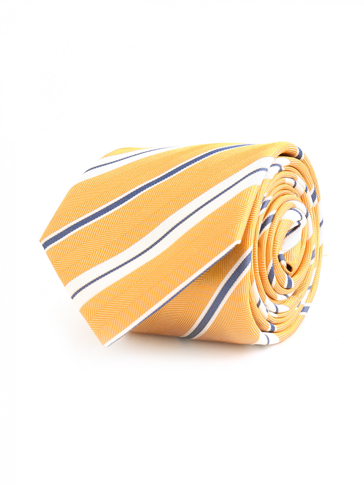 Галстук из шелка с узором "полоска" Valentino  –  Общий вид  – Цвет:  Золотой