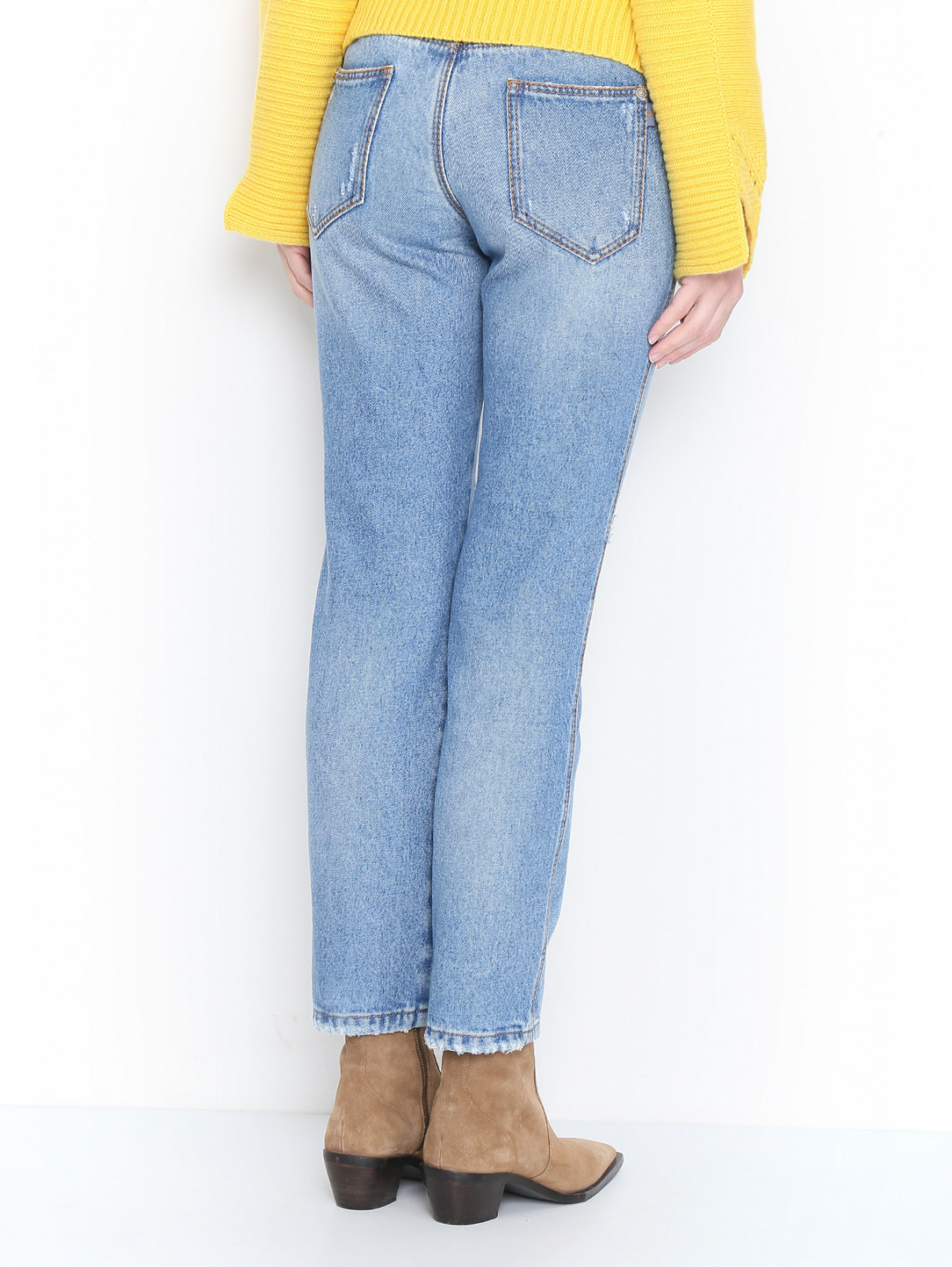 Укороченные джинсы с потертостями Ermanno Scervino  –  МодельВерхНиз1  – Цвет:  Синий
