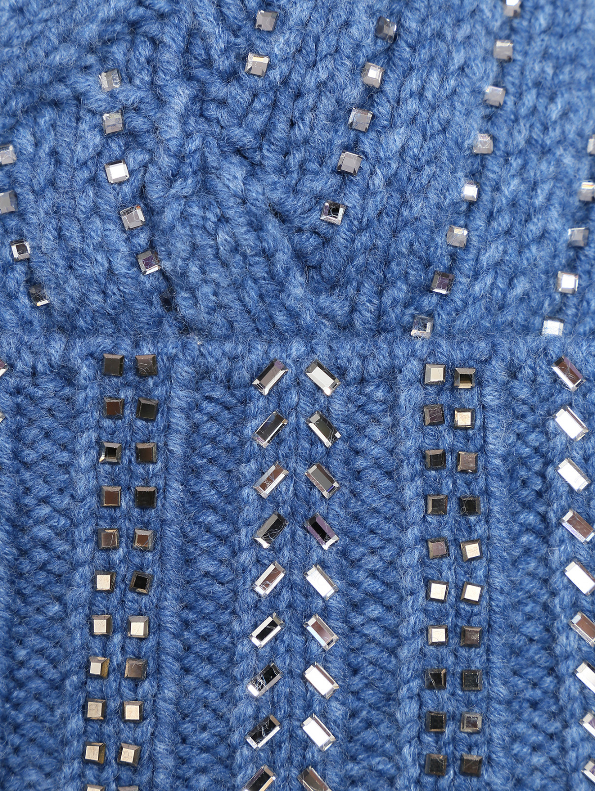 Шапка из смешанной шерсти, декорированная кристаллами Ermanno Scervino  –  Деталь1  – Цвет:  Синий