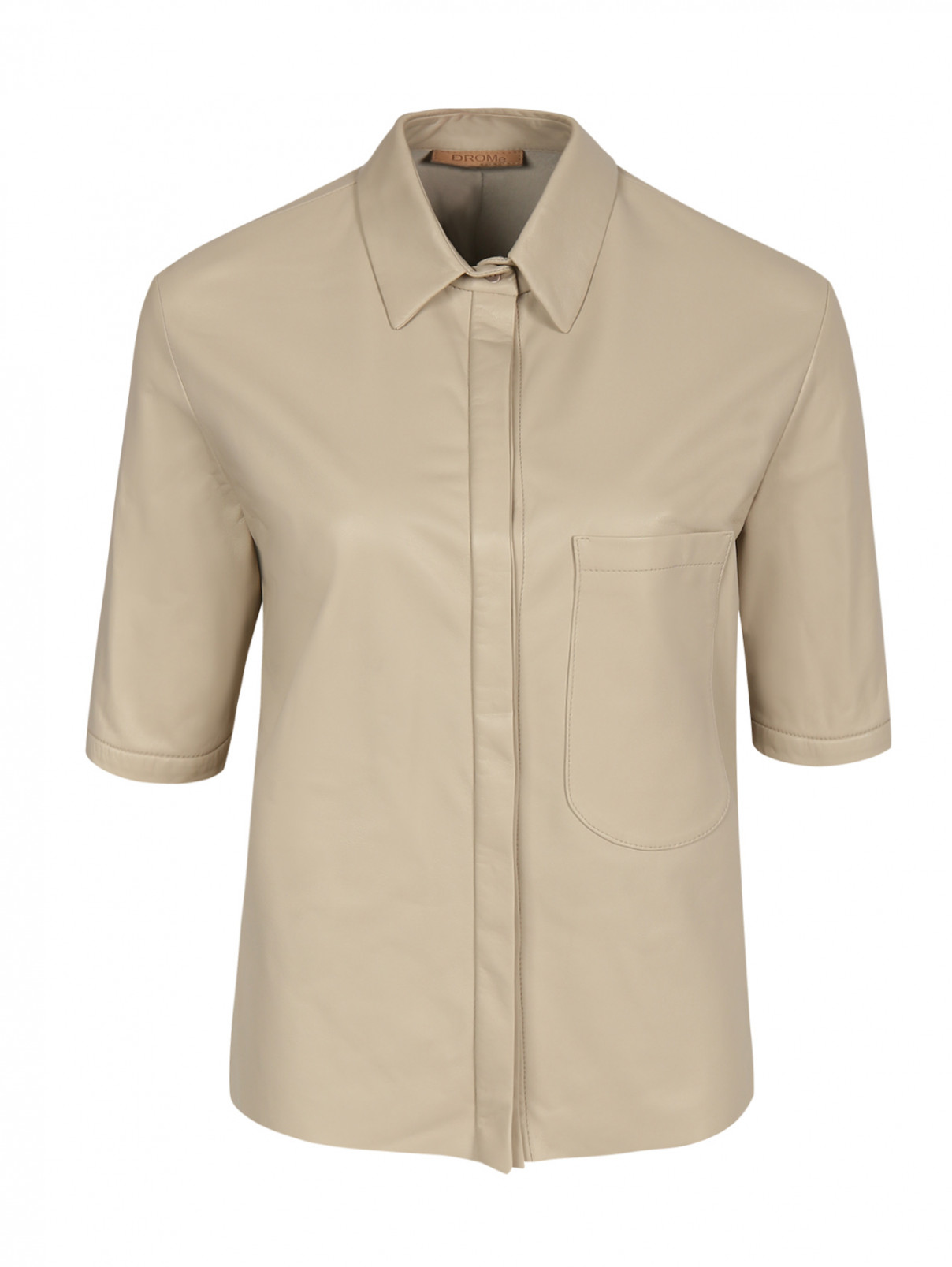 Рубашка из кожи с коротким рукавом DROMe  –  Общий вид  – Цвет:  Бежевый