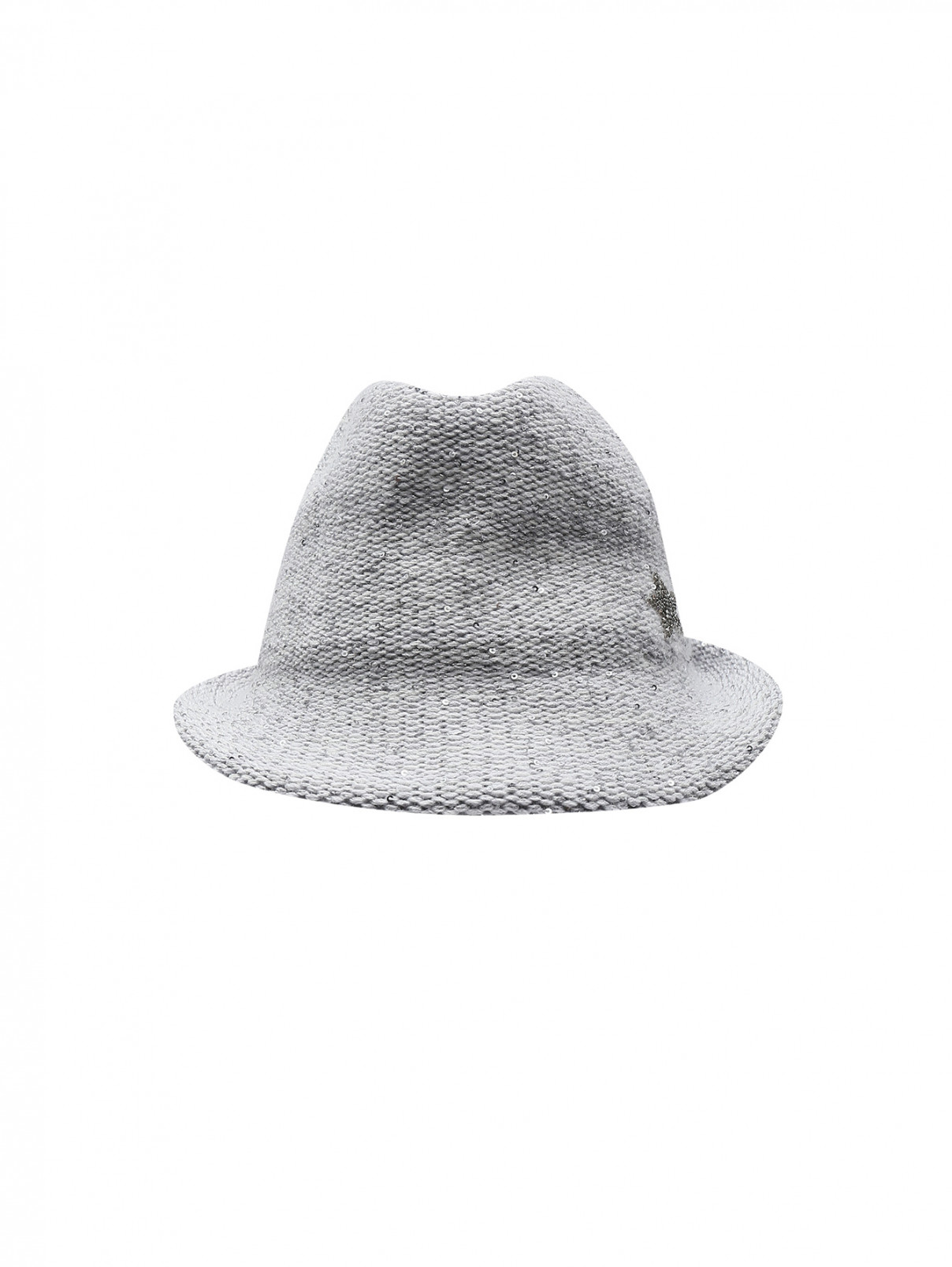 Трикотажная шляпа из смешанной шерсти, декорированная пайетками Lorena Antoniazzi  –  Общий вид  – Цвет:  Серый