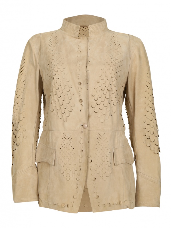 Кожаный пиджак с перфорацией Ermanno Scervino  –  Общий вид  – Цвет:  Желтый