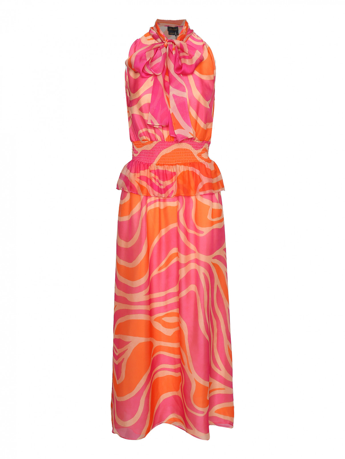 Платье-макси из шелка с узором Luisa Spagnoli  –  Общий вид  – Цвет:  Мультиколор