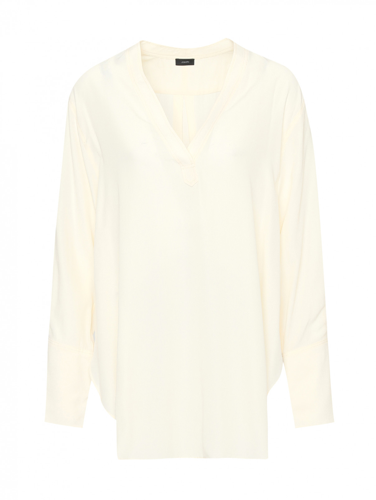 Блуза из шелка с V-образным вырезом Joseph  –  Общий вид  – Цвет:  Белый