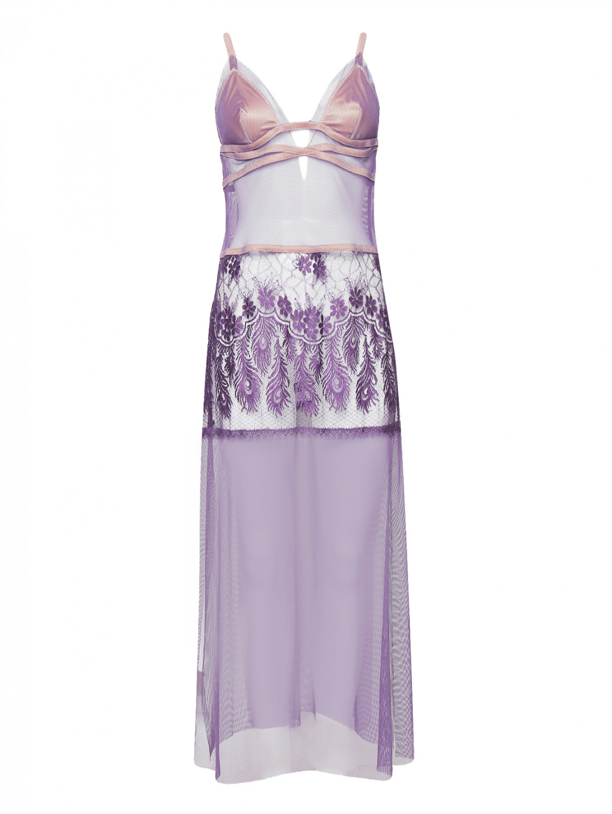 Сорочка с кружевной отделкой La Perla  –  Общий вид  – Цвет:  Фиолетовый