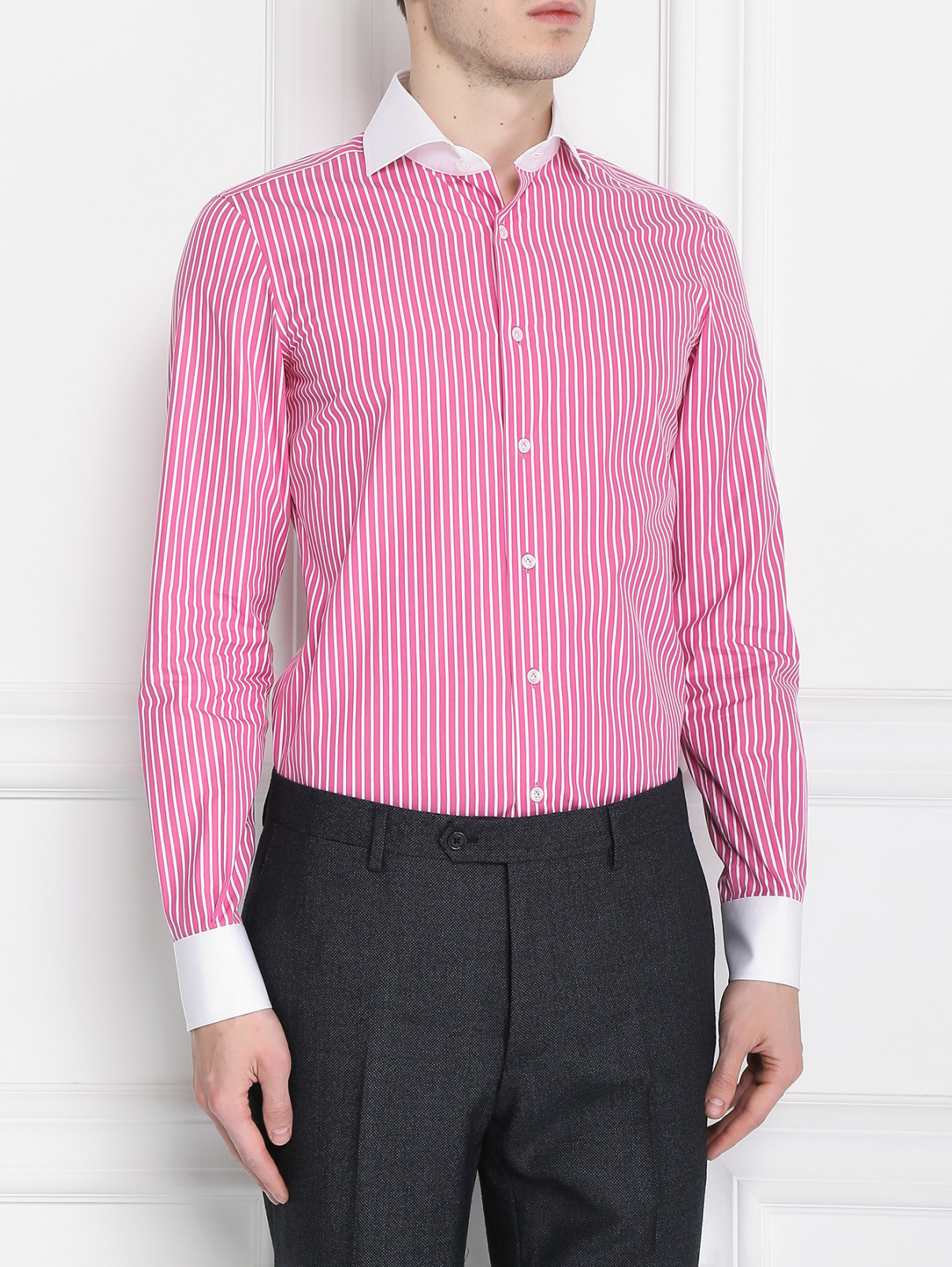 Рубашка из хлопка с узором "полоска" Andrew Duck  –  МодельВерхНиз  – Цвет:  Розовый