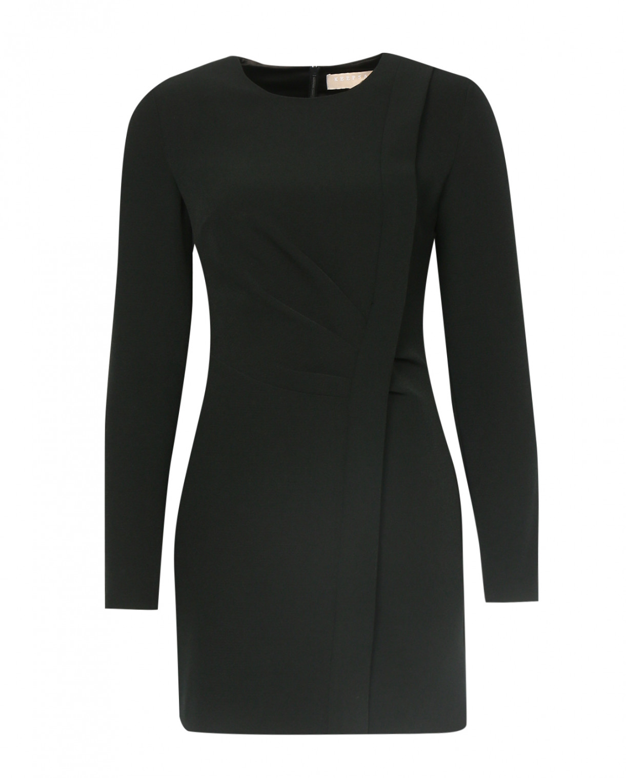 Платье-мини с драпировкой и длинным рукавом Keepsake  –  Общий вид  – Цвет:  Черный