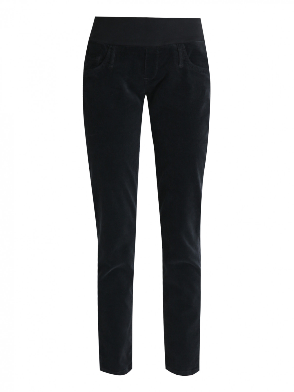 Вельветовые брюки узкого кроя Pietro Brunelli  –  Общий вид  – Цвет:  Черный